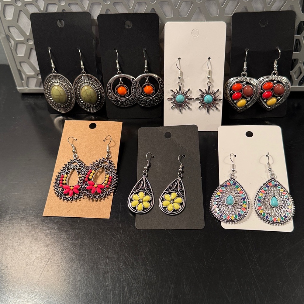 Colorful Bohemian Dangle Earrings Lot